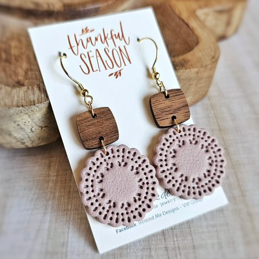 Almond Rose Polymer Clay Dangle