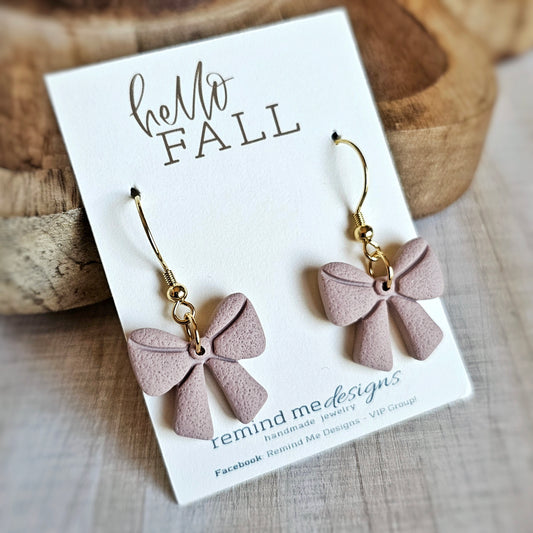 Almond Rose Polymer Clay Bow Dangles