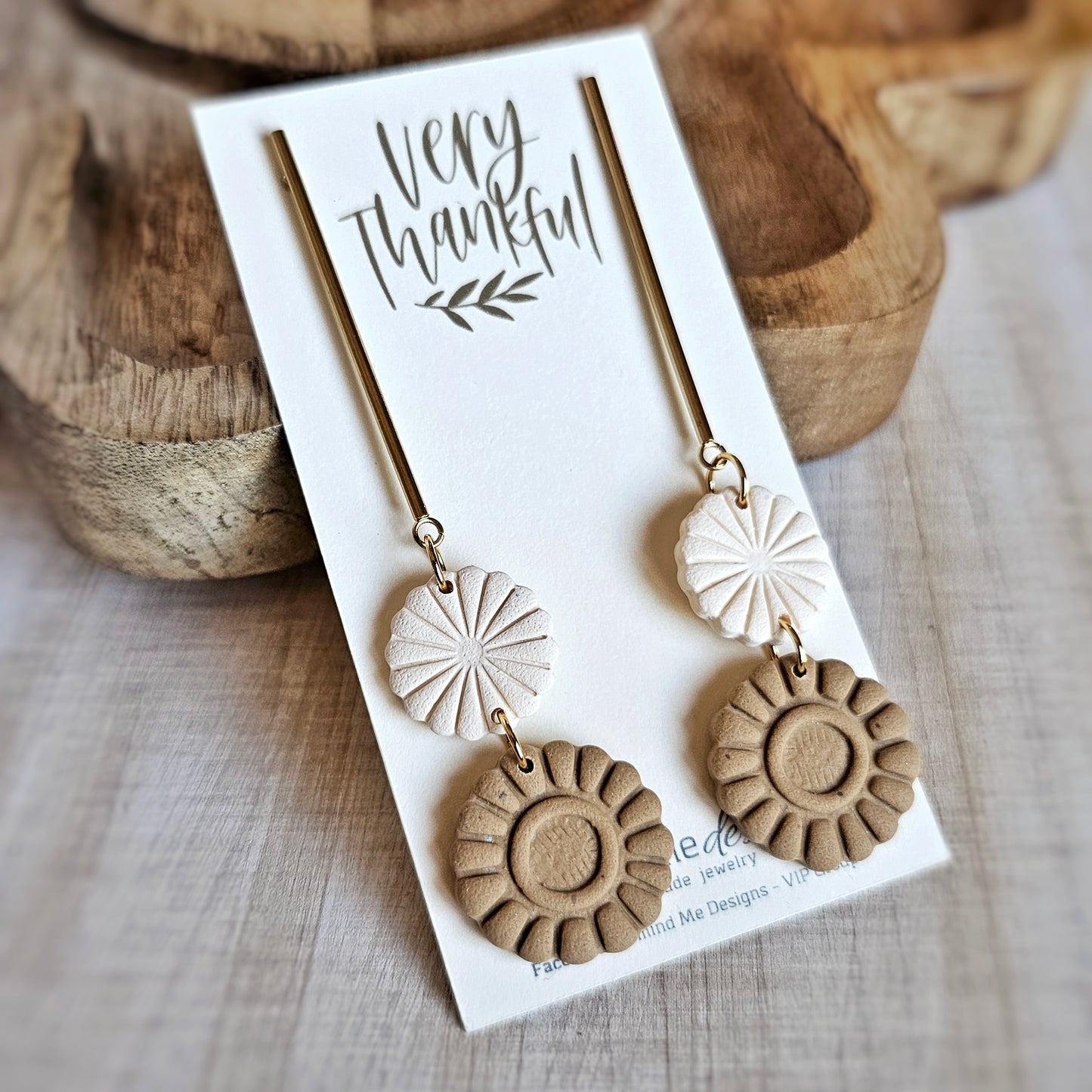 Creamy Off-White Polymer Clay Dangle Earrings