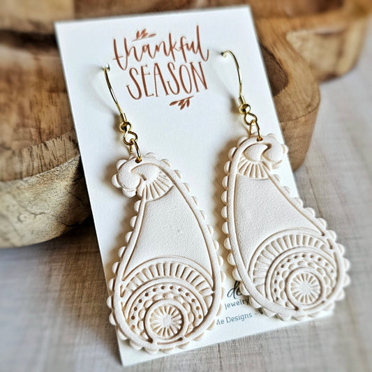 Creamy Off-White Polymer Clay Dangle Earrings