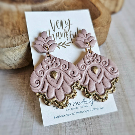 Almond Rose Polymer Clay Dangle