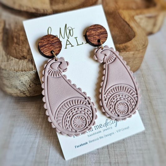 Almond Rose Polymer Clay Dangle