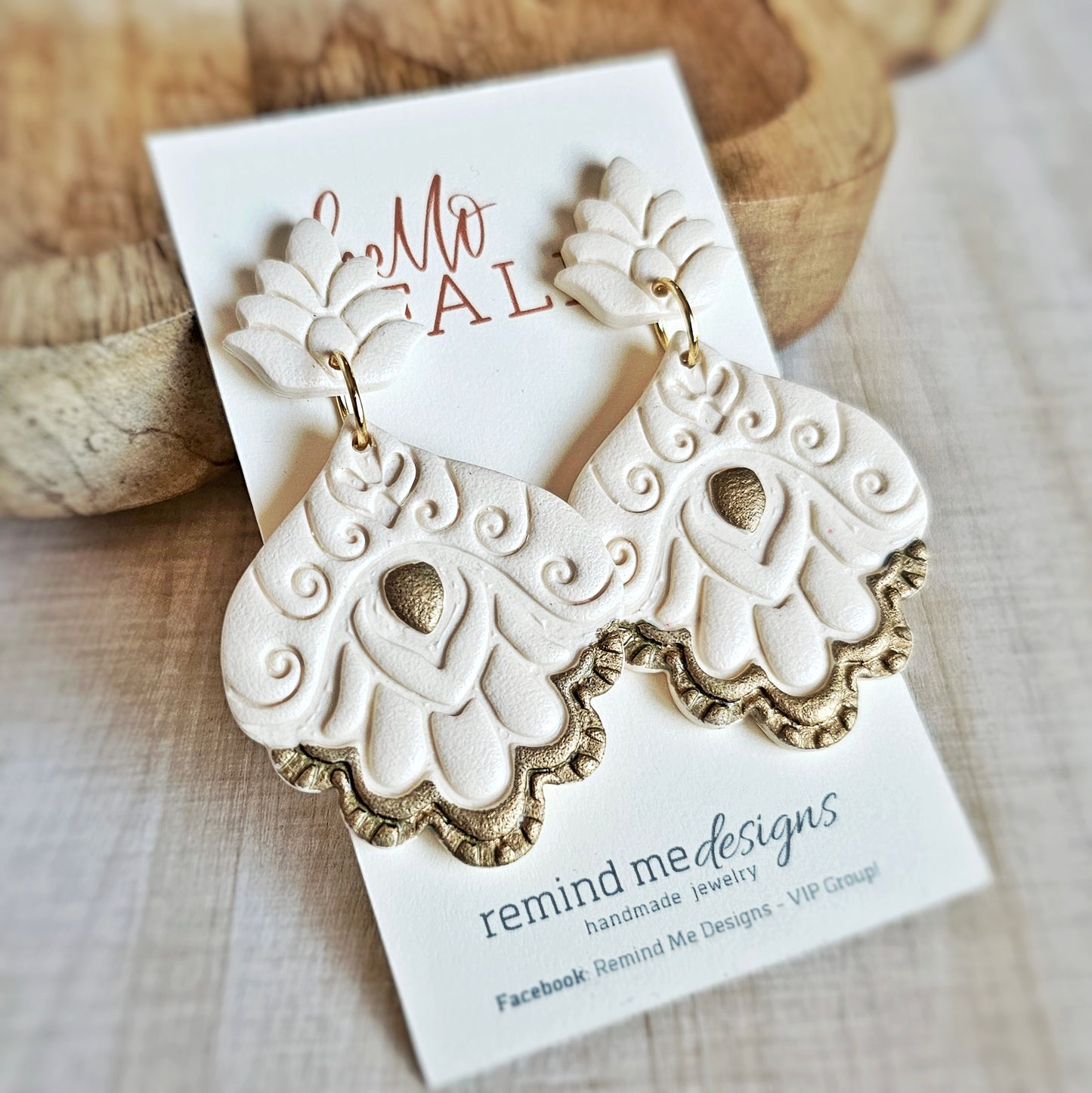 Creamy Off-White Polymer Clay Dangle Earrings