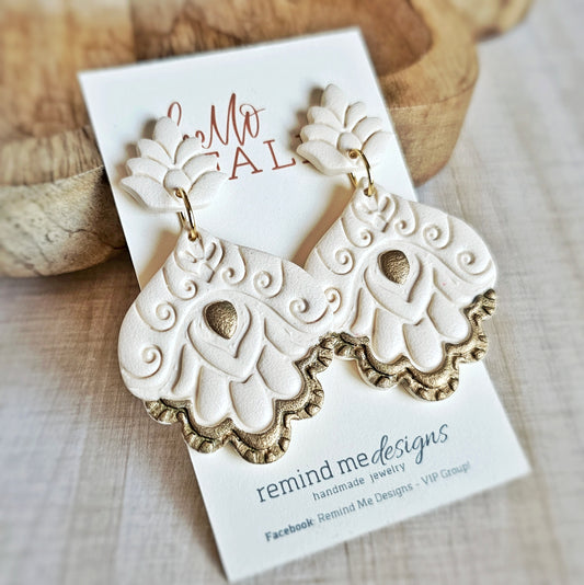 Creamy Off-White Polymer Clay Dangle Earrings