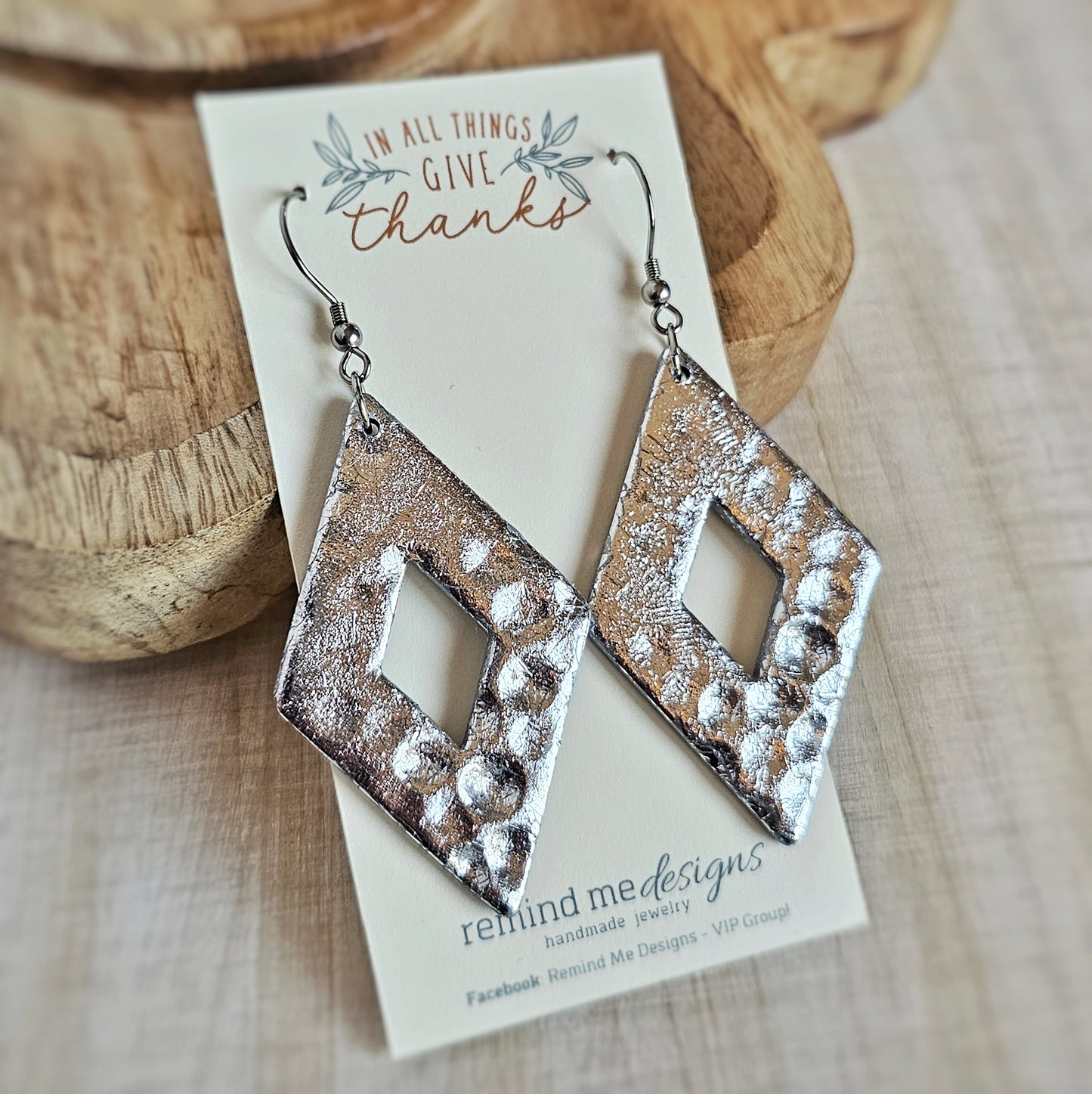 Metallic Silver Polymer Clay Dangles
