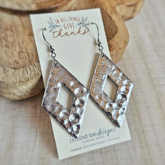 Metallic Silver Polymer Clay Dangles