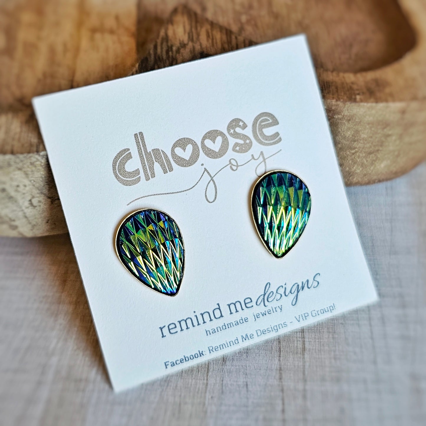 Iridescent Mermaid Scale Teardrop Stud Earrings