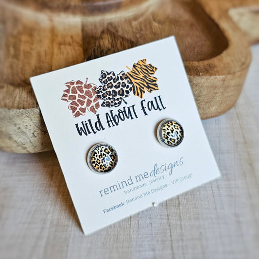 Brown Leopard Stud Earrings