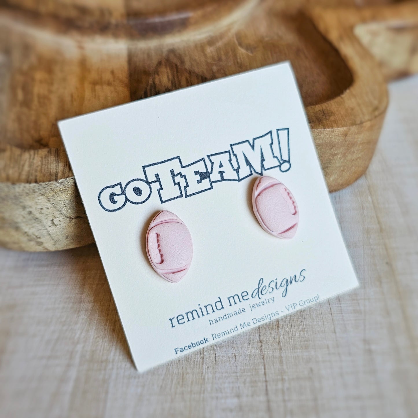 Light Pink Football Clay Studs