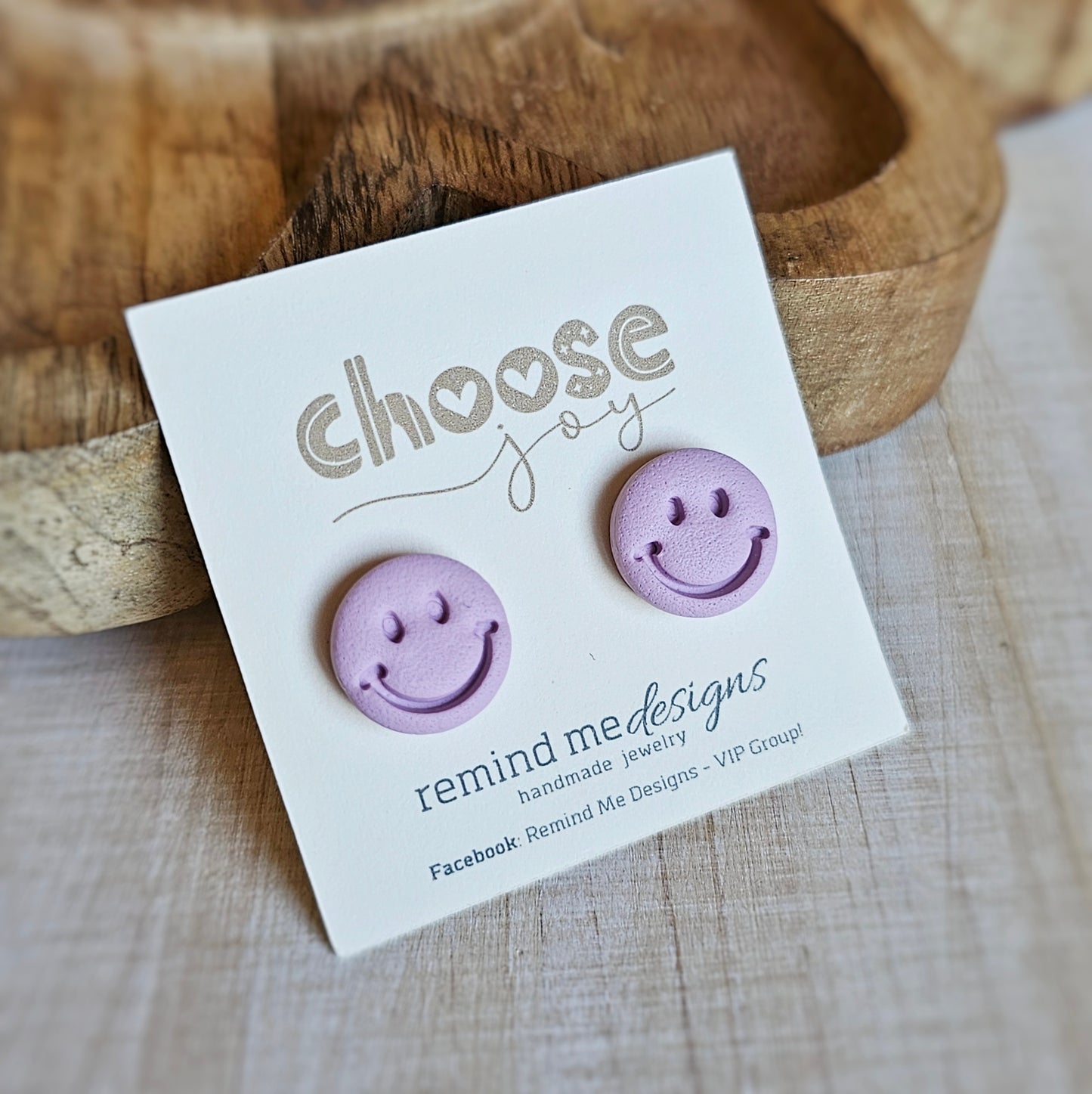 Light Purple Smiley Clay Studs