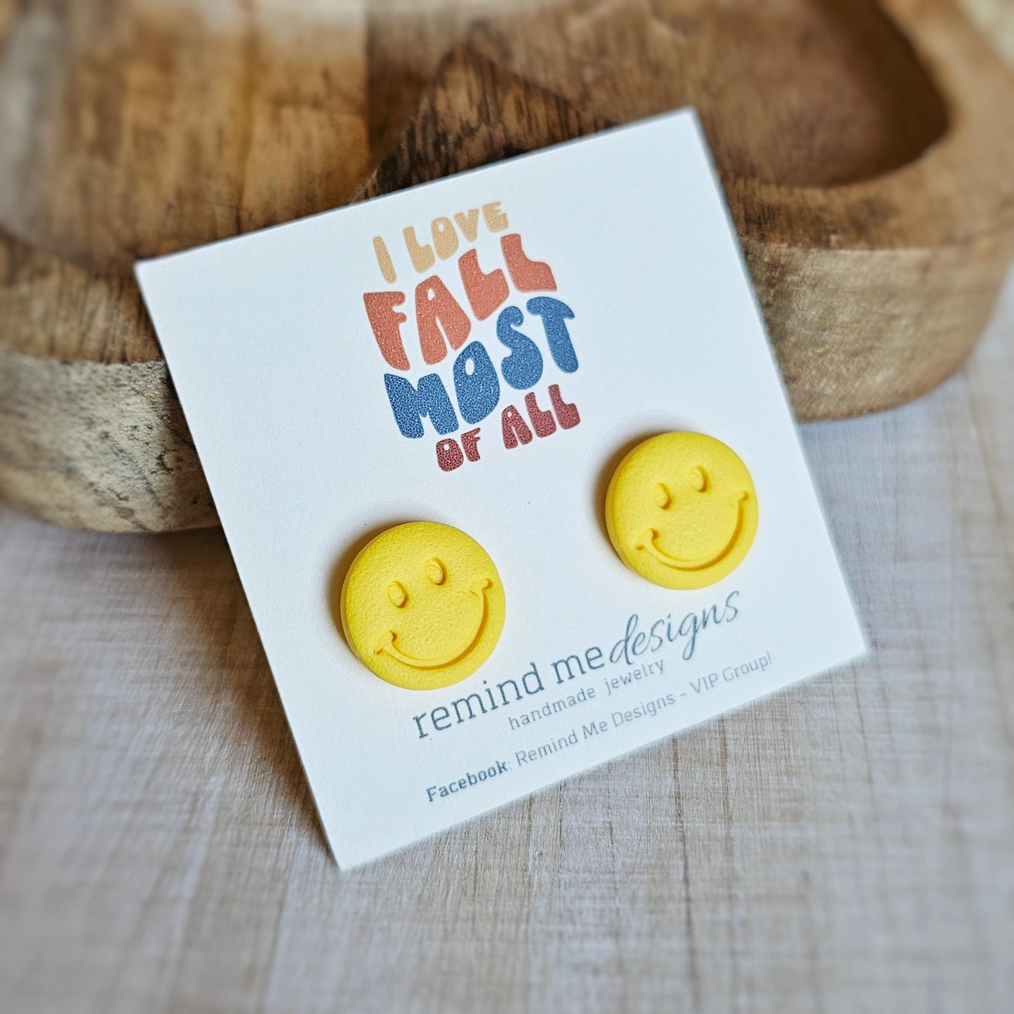 Yellow Smiley Clay Studs