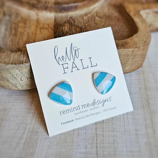 Blue Stripe Clay Studs