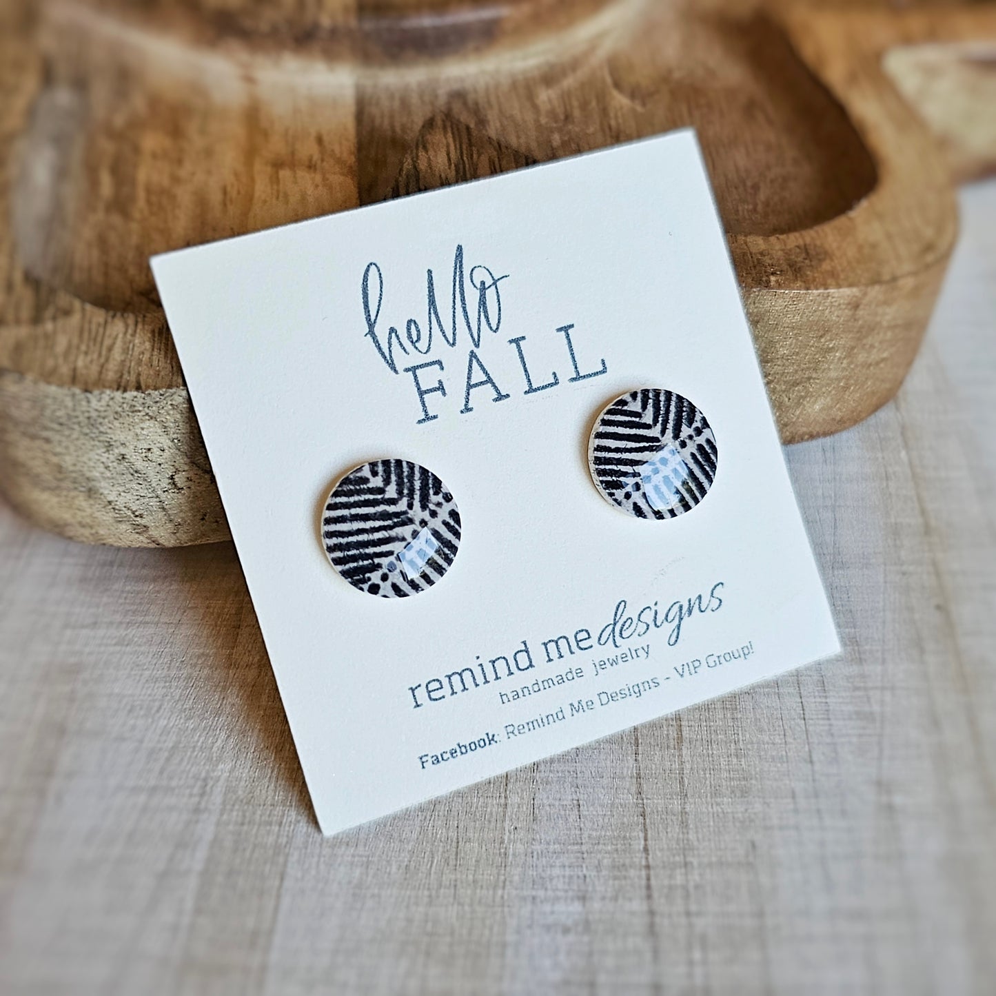 Black Clay Stud Earrings