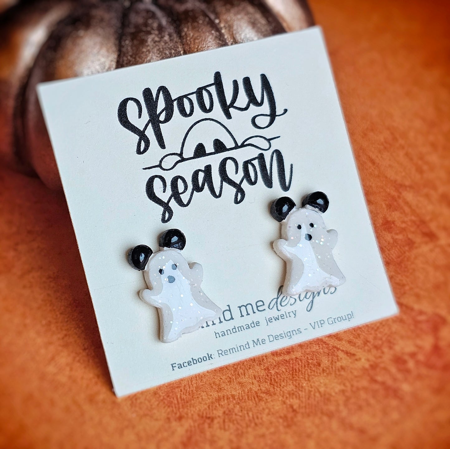 Mouse Ears Ghost Clay Stud Earrings