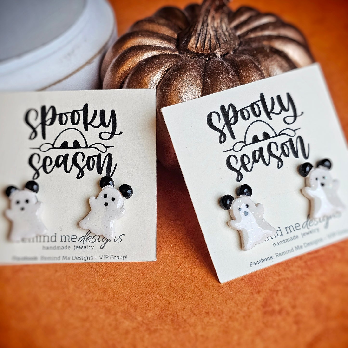 Mouse Ears Ghost Clay Stud Earrings