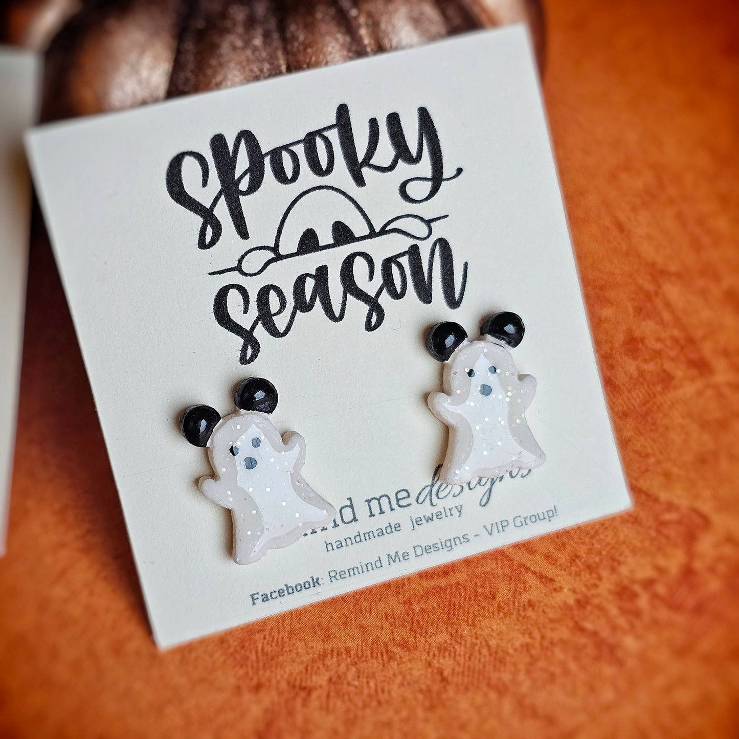 Mouse Ears Ghost Clay Stud Earrings