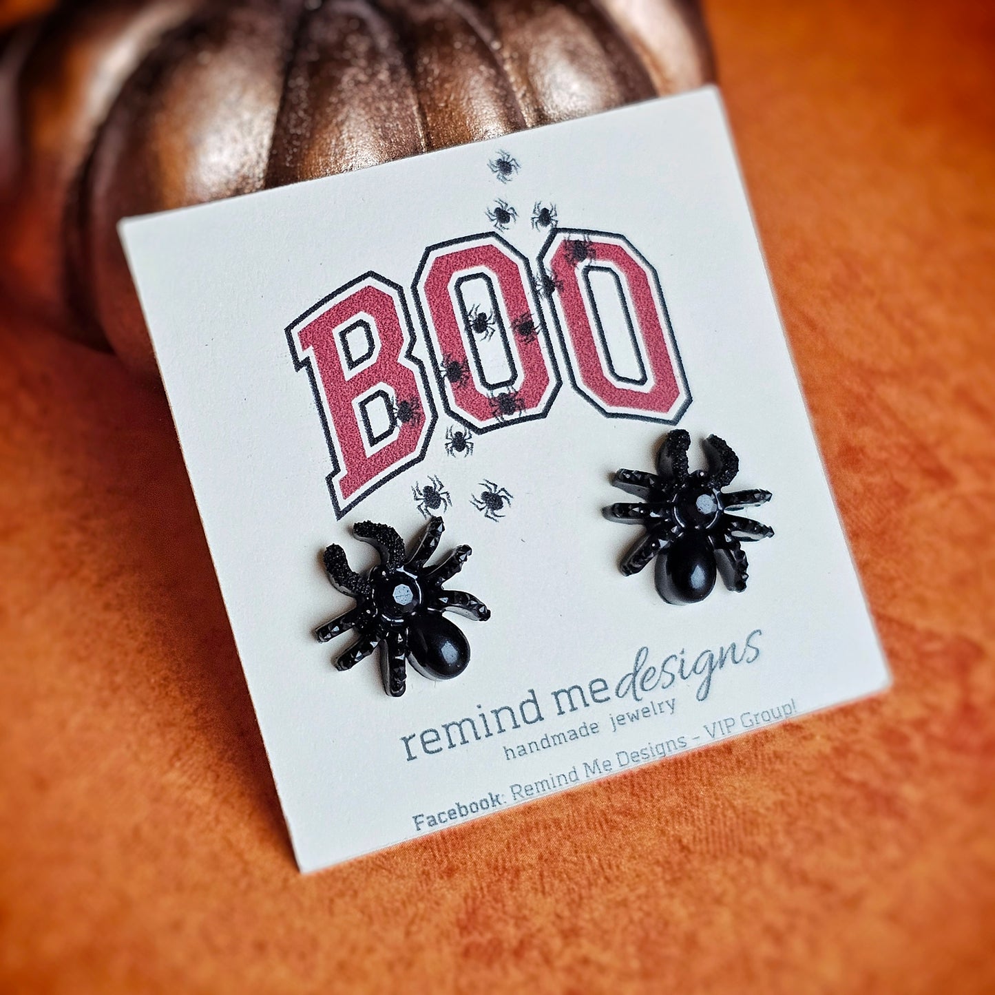 Black Spider Stud Earrings