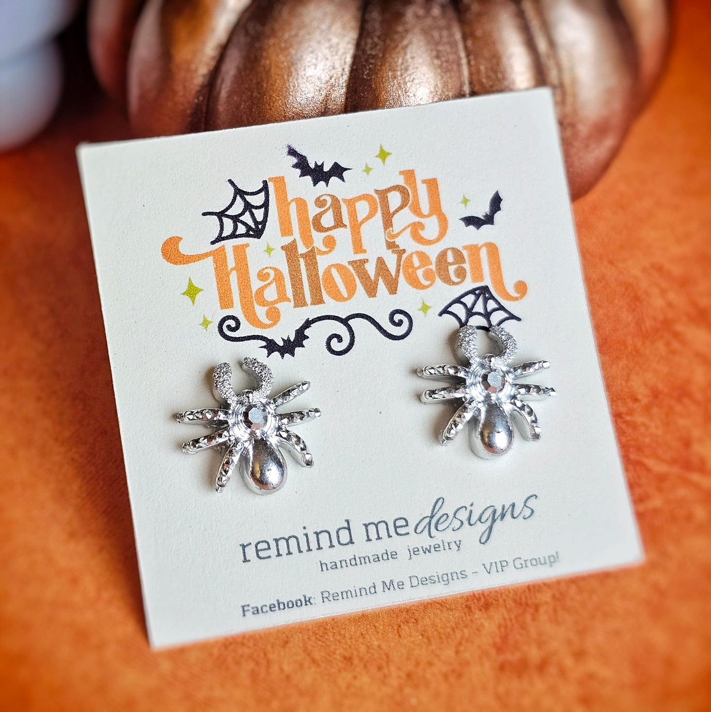 Silver Spider Stud Earrings