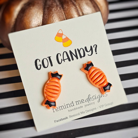 Black and Orange Candy Clay Studs