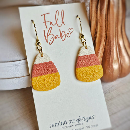 Autumn Colored Candy Corn Clay Dangles