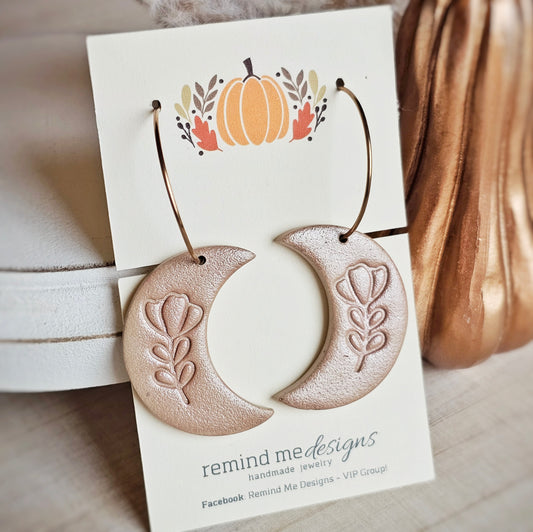 Floral Moon Clay Dangles