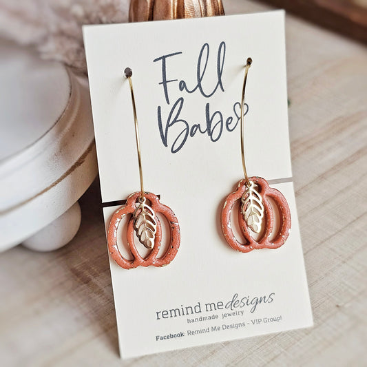 Pumpkin Clay Dangle Hoop Earrings