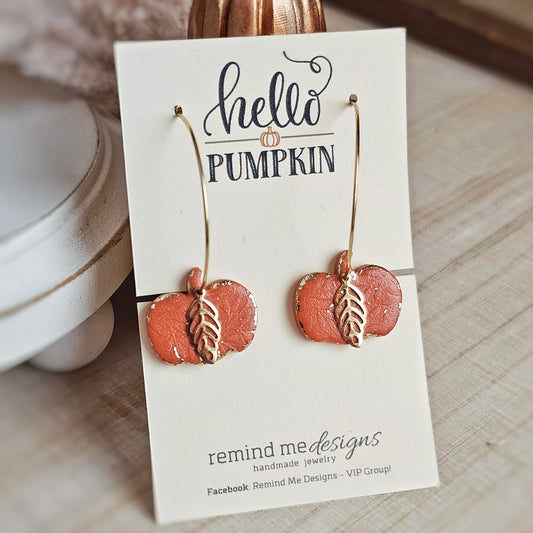 Pumpkin Clay Dangle Hoop Earrings