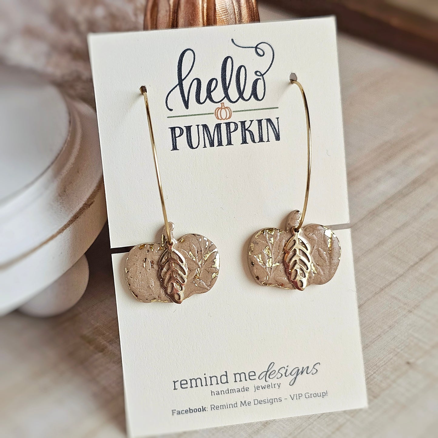 Pumpkin Clay Dangle Hoop Earrings