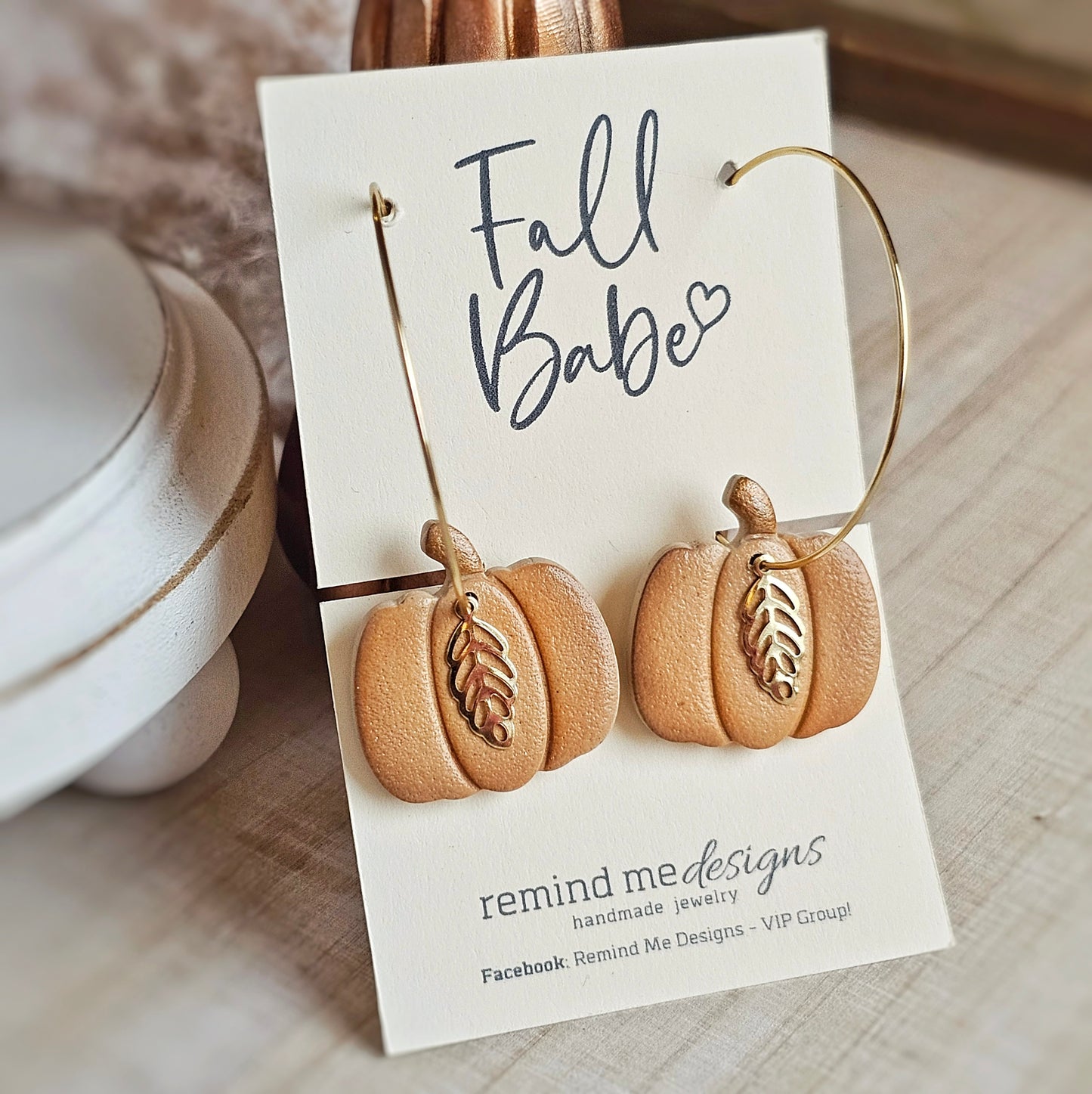 Pumpkin Clay Dangle Hoop Earrings