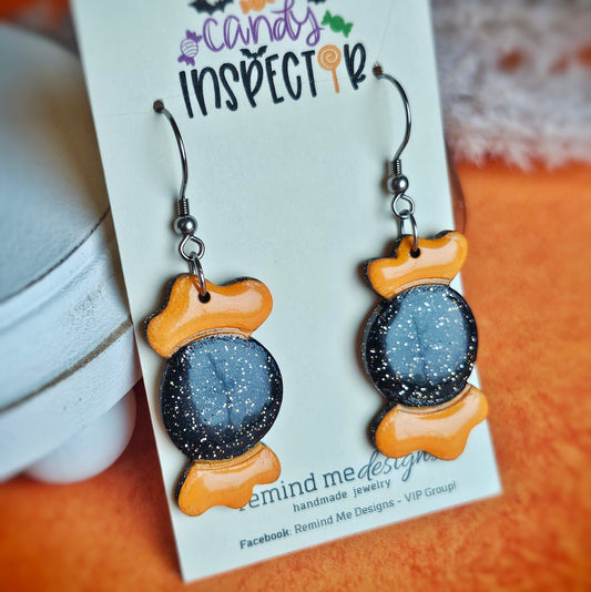 Black and Orange Candy Clay Dangles