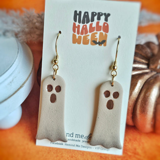 Long Ghost Clay Dangle Earrings