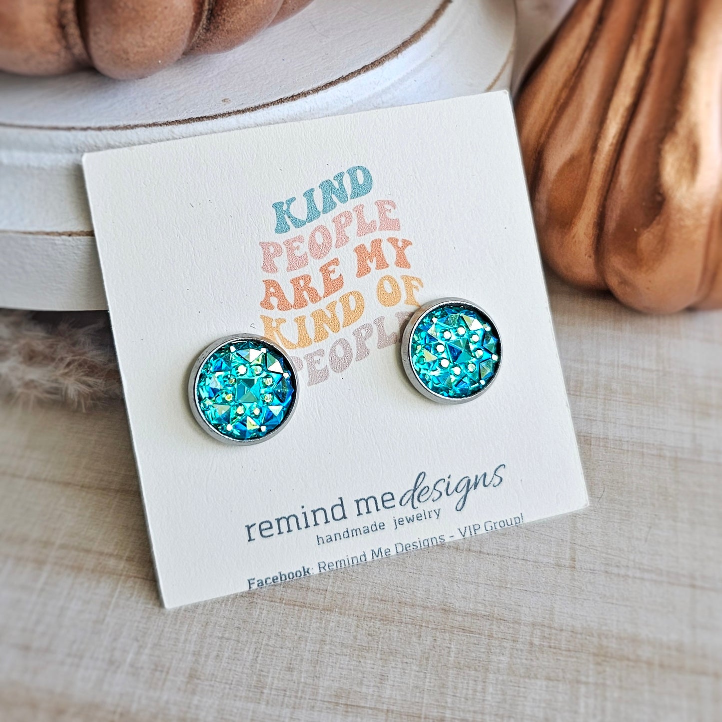 Turquoise Iridescent Resin Stud Earrings