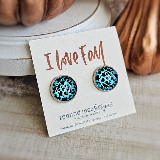 Turquoise and Black Stud Earrings