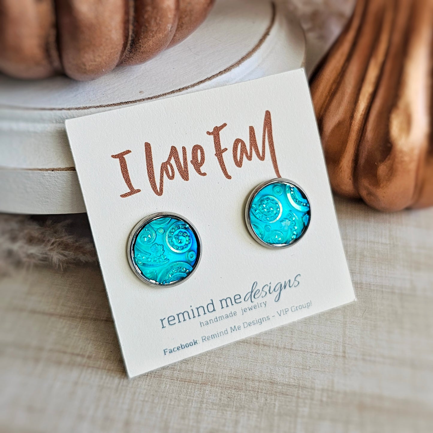 Iridescent Turquoise Resin Stud Earrings