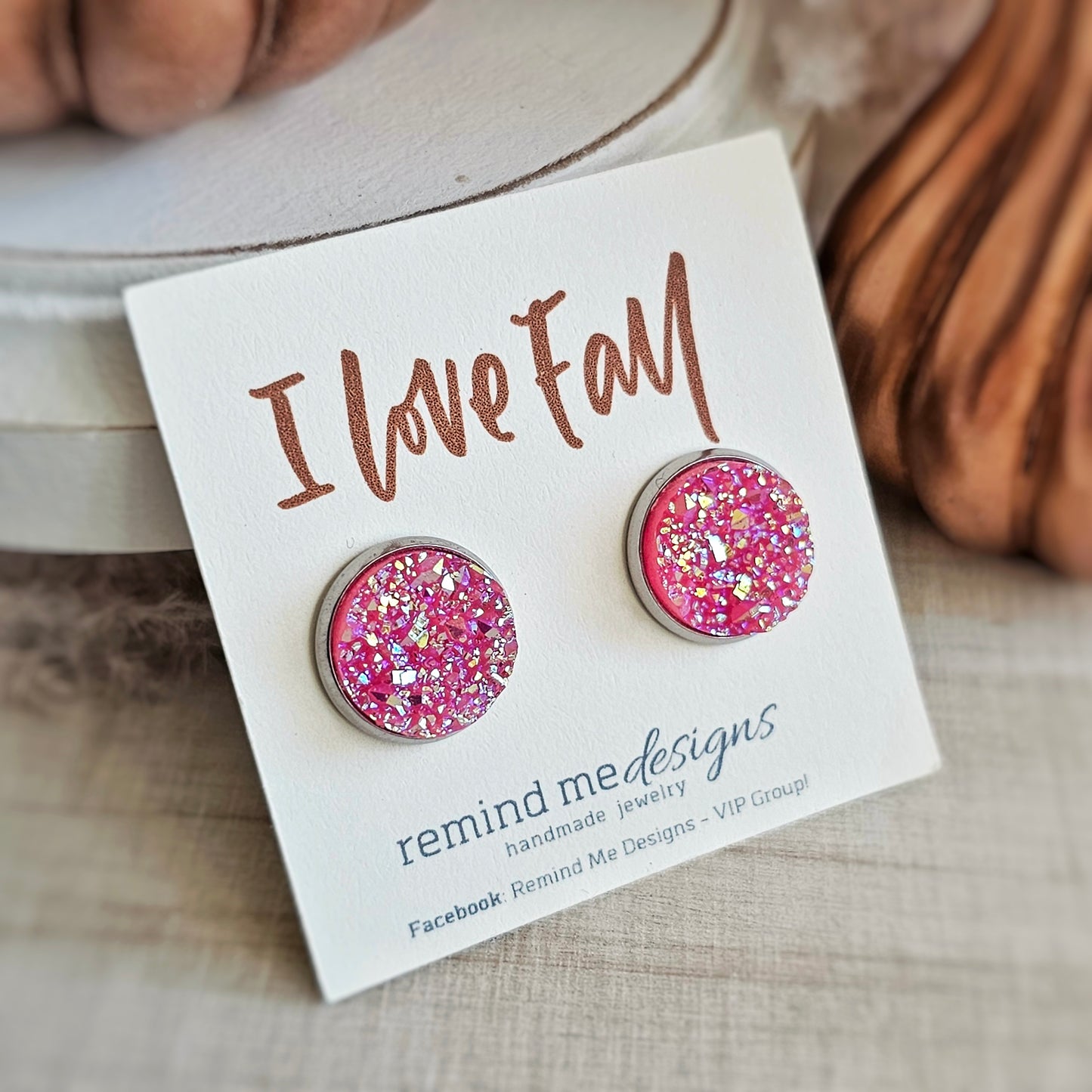 Pink Iridescent Stud Earrings