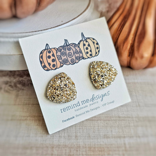 Gold Druzy Stud Earrings