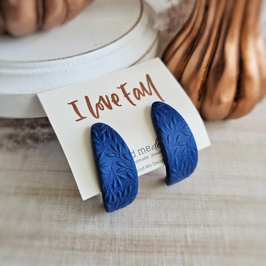 Cobalt Blue Clay Ear Huggies Earrings