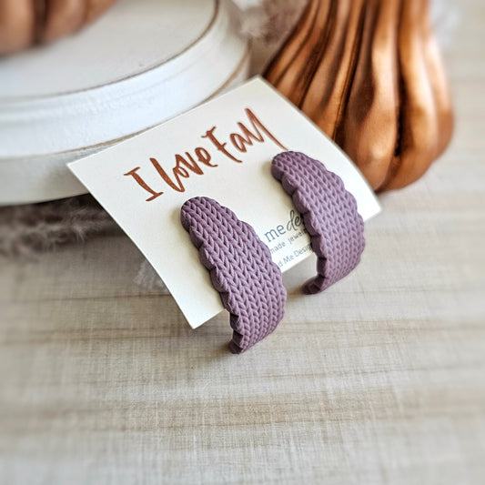 Heather Light Purple Ear Huggies Clay Dangle Earrings