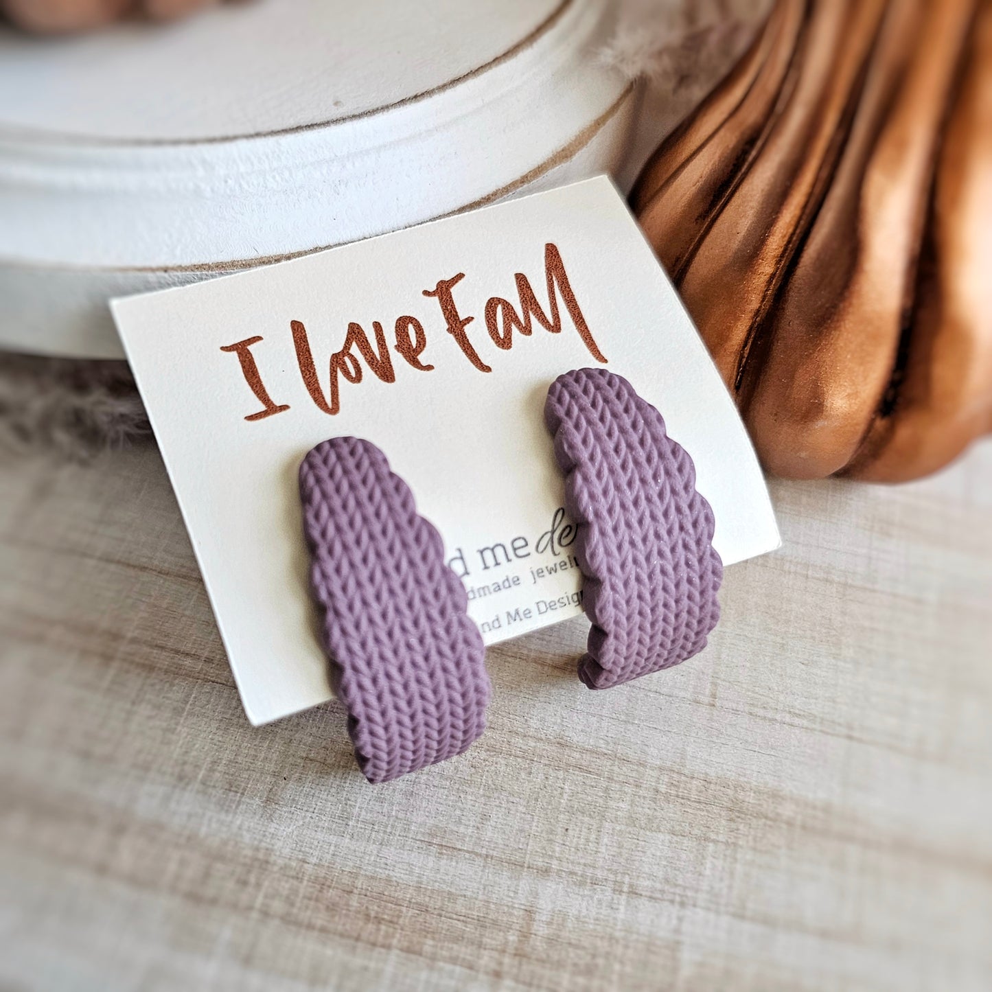 Heather Light Purple Ear Huggies Clay Dangle Earrings