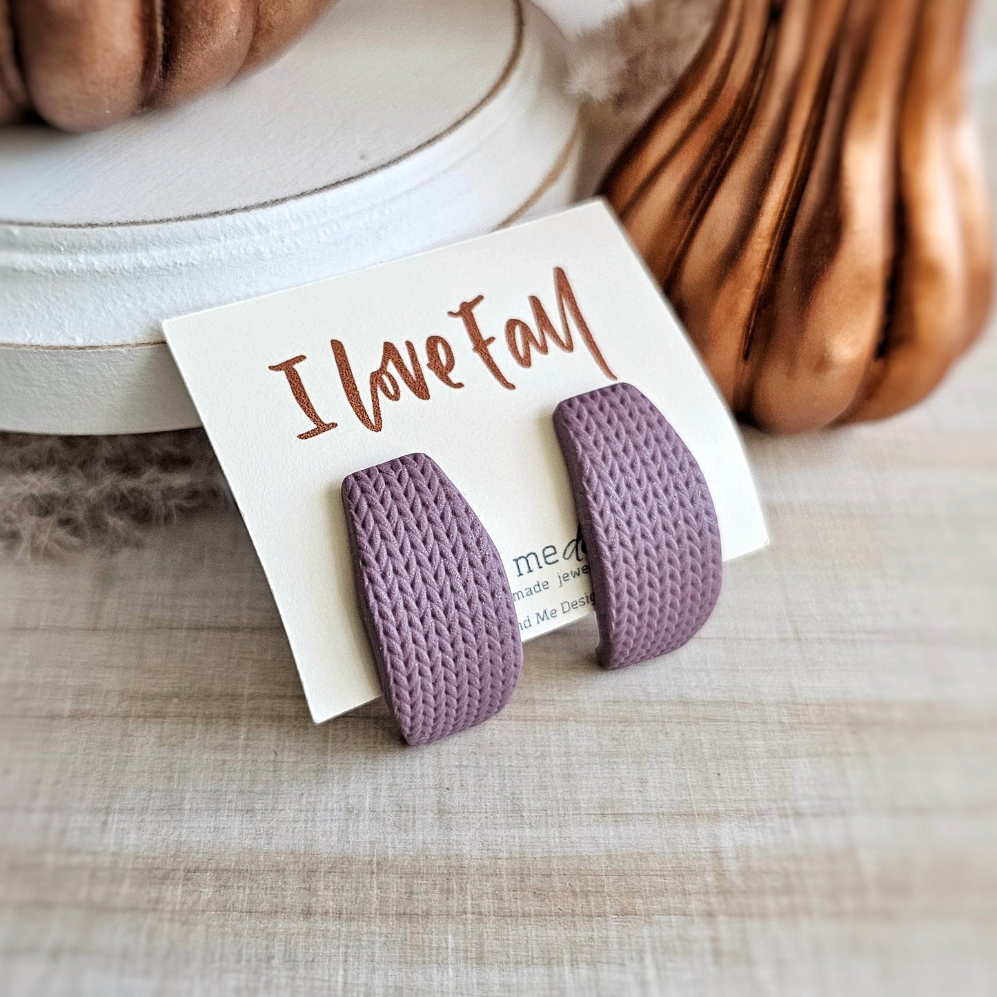 Heather Light Purple Ear Huggies Clay Dangle Earrings