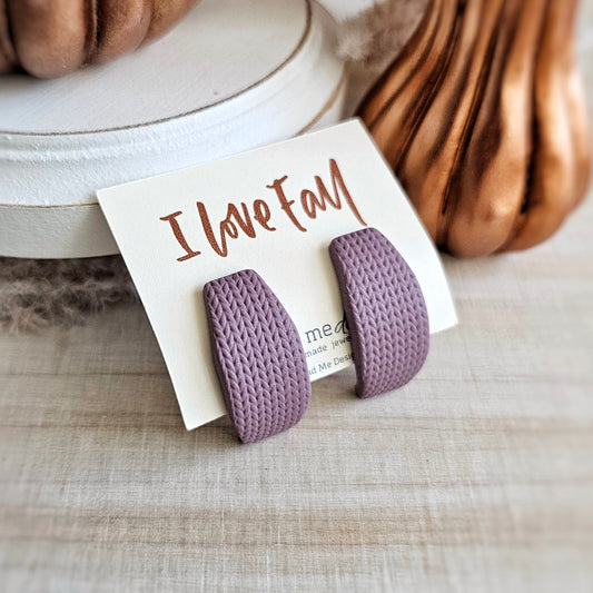 Heather Light Purple Ear Huggies Clay Dangle Earrings