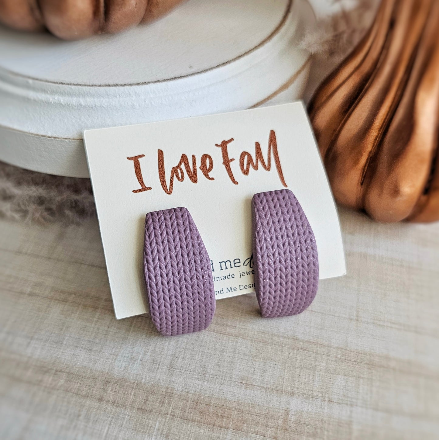 Heather Light Purple Ear Huggies Clay Dangle Earrings