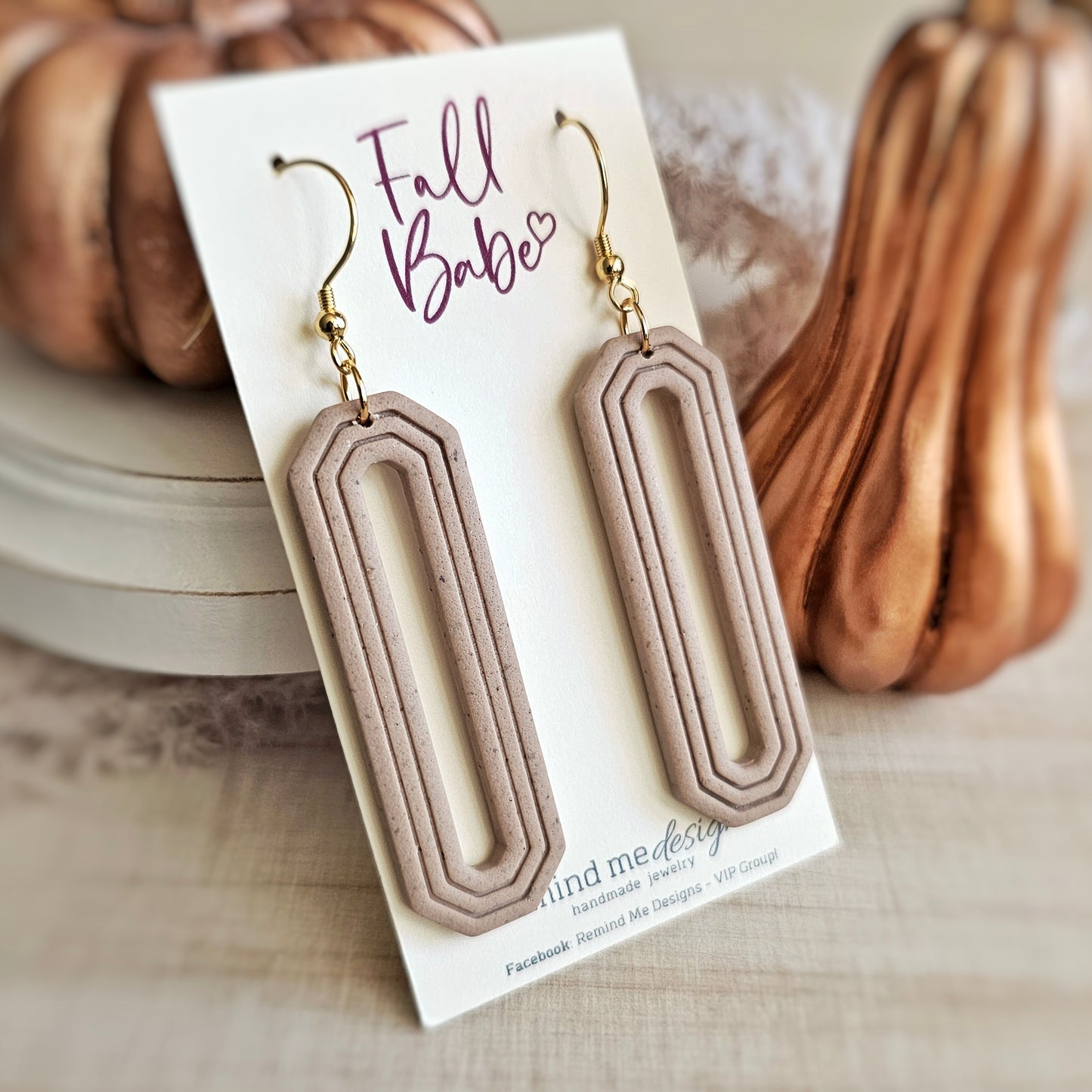 Tan Polymer Long Rectangle Clay Dangles