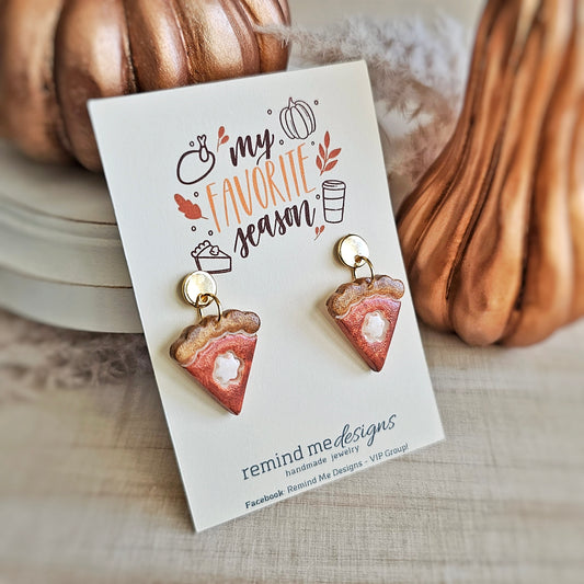 Pumpkin Pie Slice Dangle Earrings