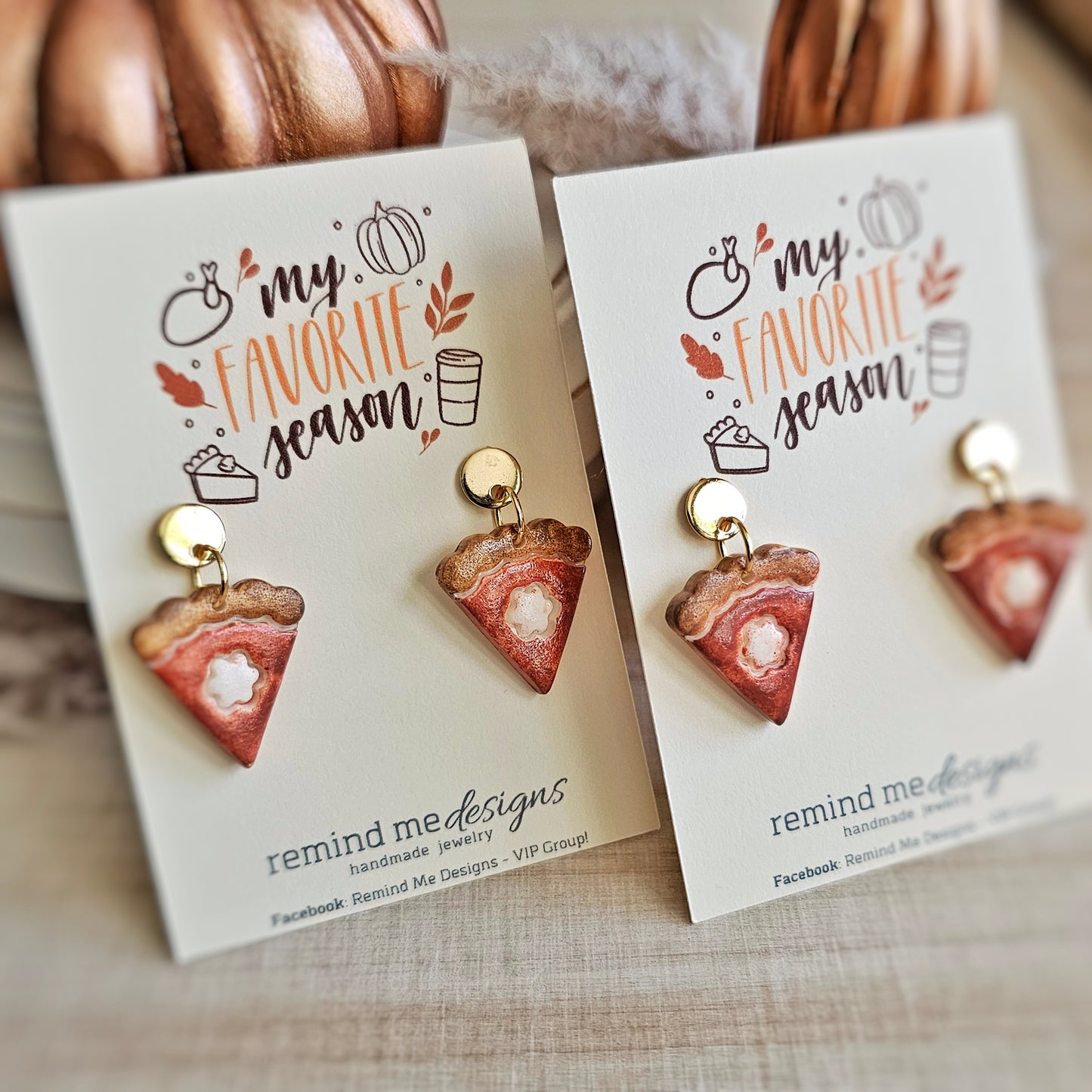 Pumpkin Pie Slice Dangle Earrings