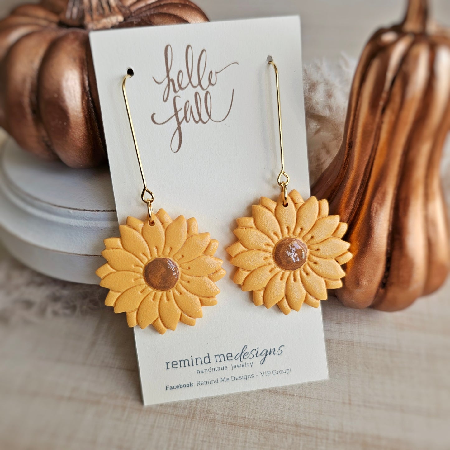Mustard Yellow Flower Clay Dangle Earrings