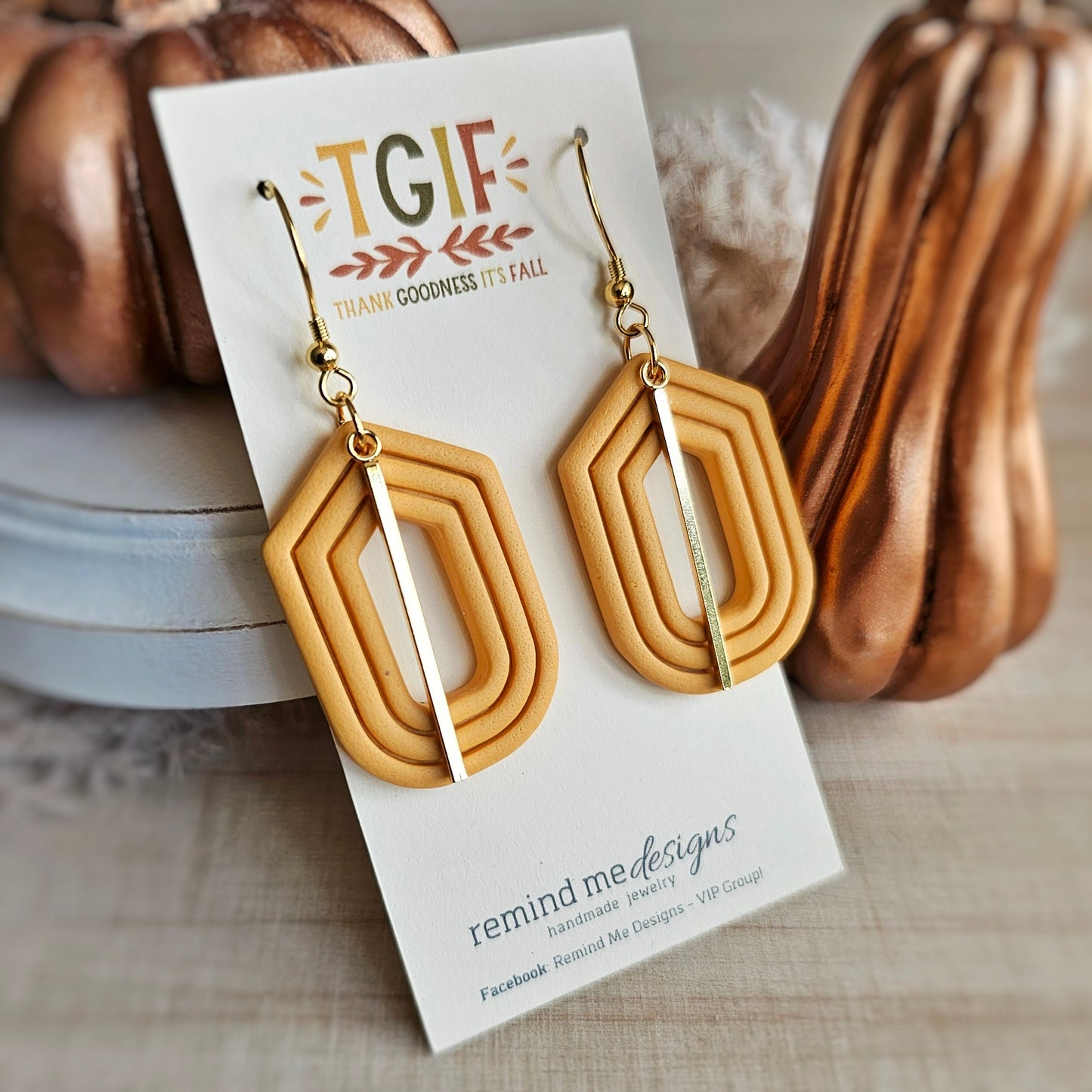 Mustard Yellow Clay Dangle Earrings