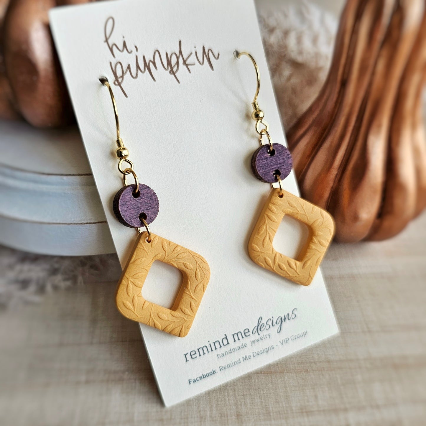 Mustard Yellow and Plum Purple Dangle Earrings