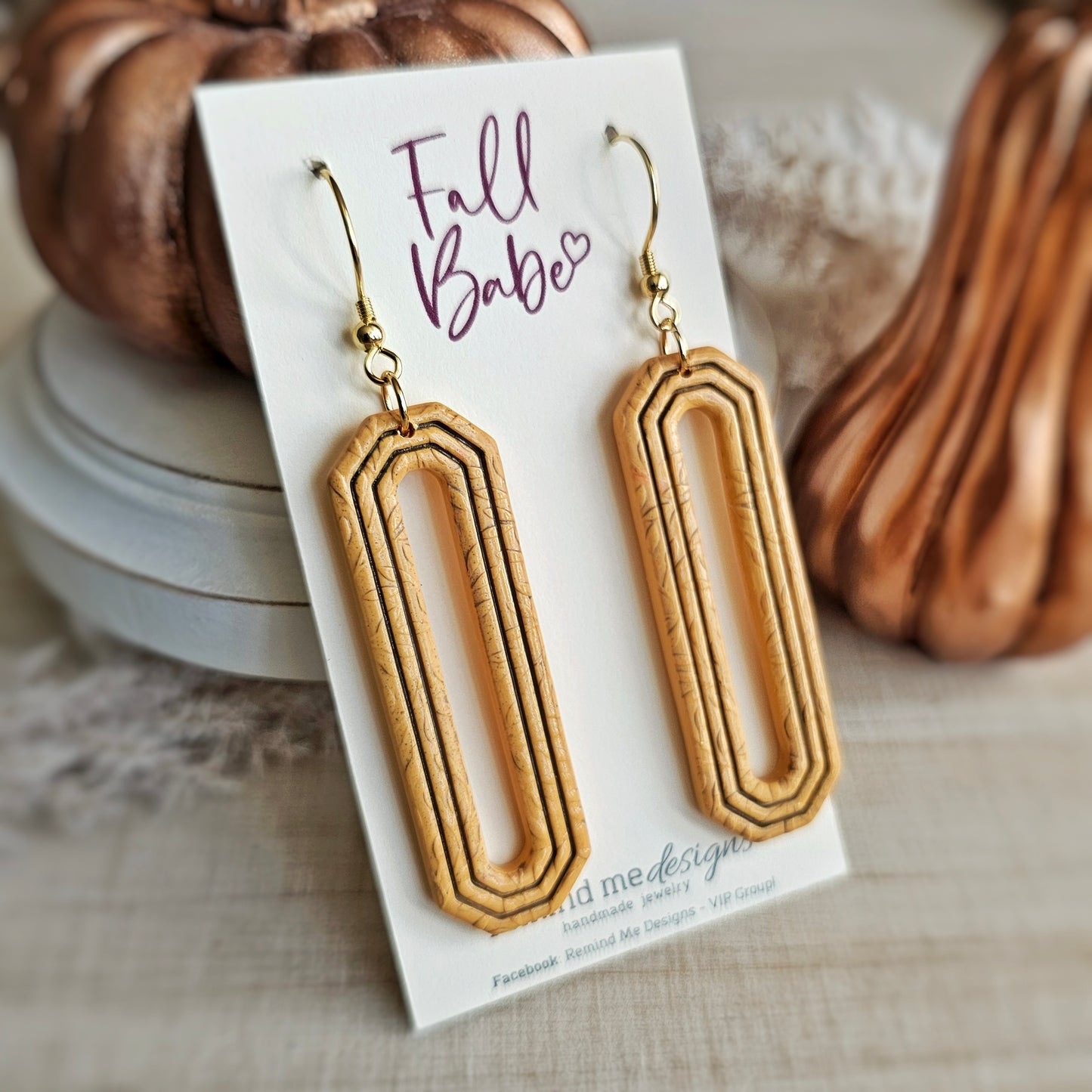 Mustard Yellow Rectangle Clay Dangle Earrings