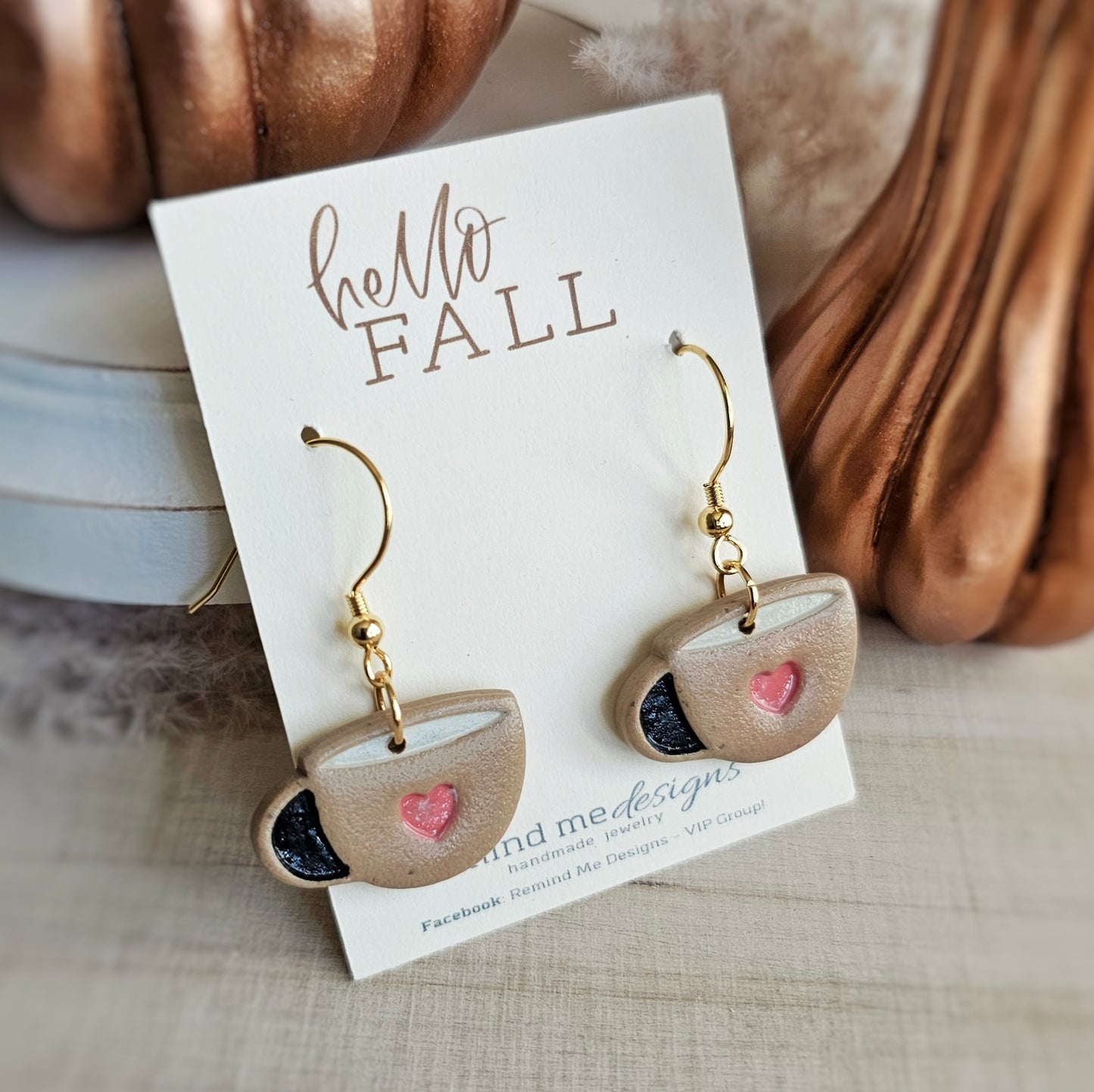 Cuppa Heart Mug Clay Dangle Earrings